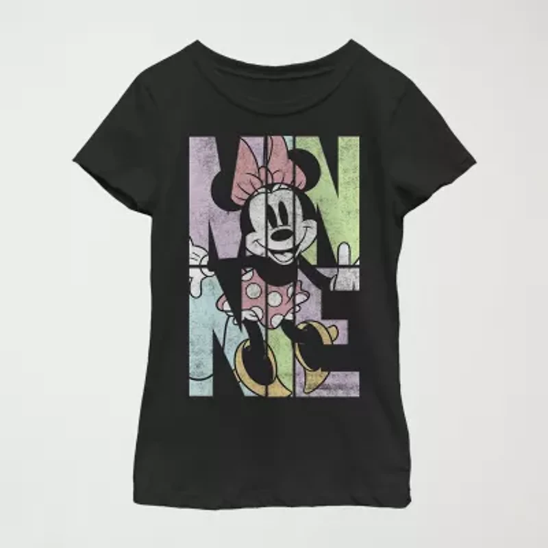Little & Big Kid Girls Crew Neck Short Sleeve Slim Fit Mickey and Friends Mouse Graphic T-Shirt