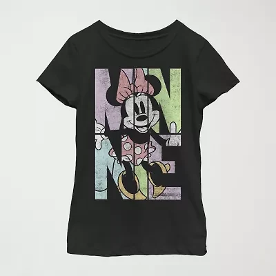 Little & Big Kid Girls Crew Neck Short Sleeve Slim Fit Mickey and Friends Mouse Graphic T-Shirt