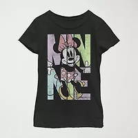 Little & Big Kid Girls Crew Neck Short Sleeve Slim Fit Mickey and Friends Mouse Graphic T-Shirt