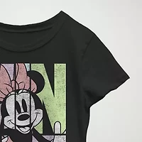 Little & Big Kid Girls Crew Neck Short Sleeve Slim Fit Mickey and Friends Mouse Graphic T-Shirt