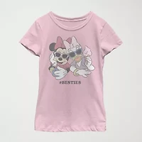 Little & Big Kid Girls Crew Neck Short Sleeve Slim Fit Minnie Mouse Graphic T-Shirt