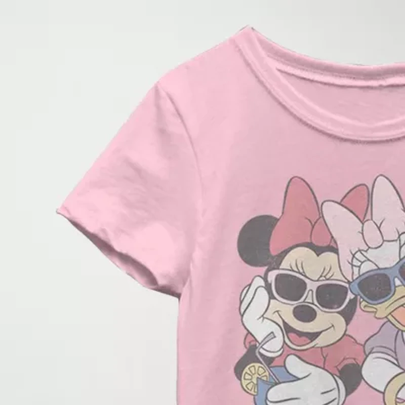 Little & Big Kid Girls Crew Neck Short Sleeve Slim Fit Minnie Mouse Graphic T-Shirt