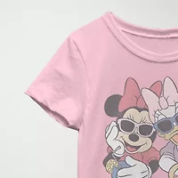 Little & Big Kid Girls Crew Neck Short Sleeve Slim Fit Minnie Mouse Graphic T-Shirt