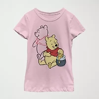 Little & Big Kid Girls Crew Neck Short Sleeve Slim Fit Winnie The Pooh Graphic T-Shirt