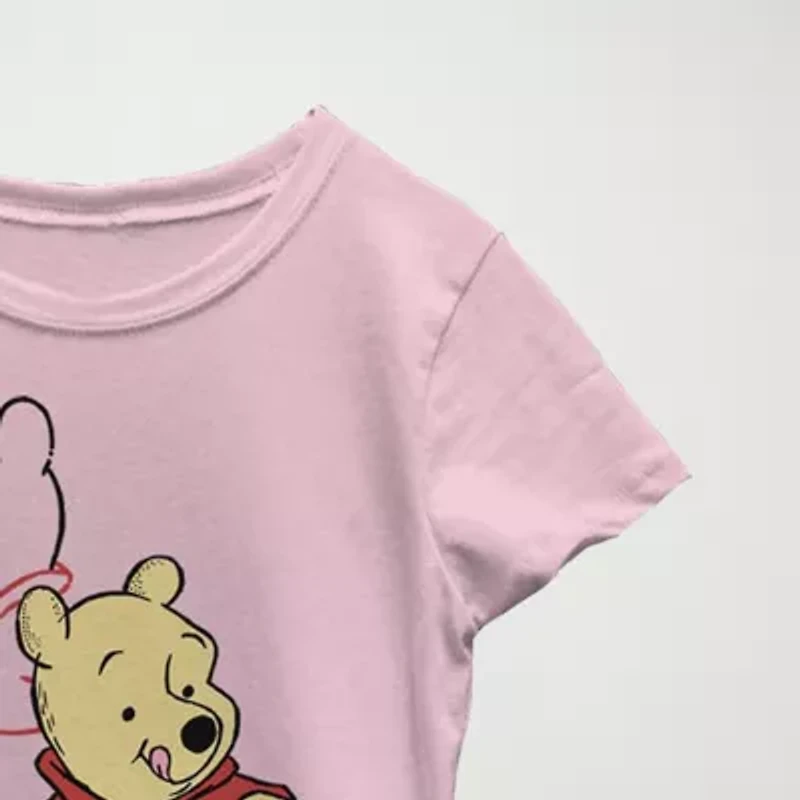 Little & Big Kid Girls Crew Neck Short Sleeve Slim Fit Winnie The Pooh Graphic T-Shirt