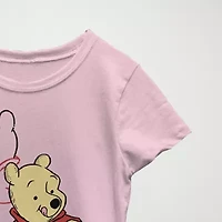 Little & Big Kid Girls Crew Neck Short Sleeve Slim Fit Winnie The Pooh Graphic T-Shirt