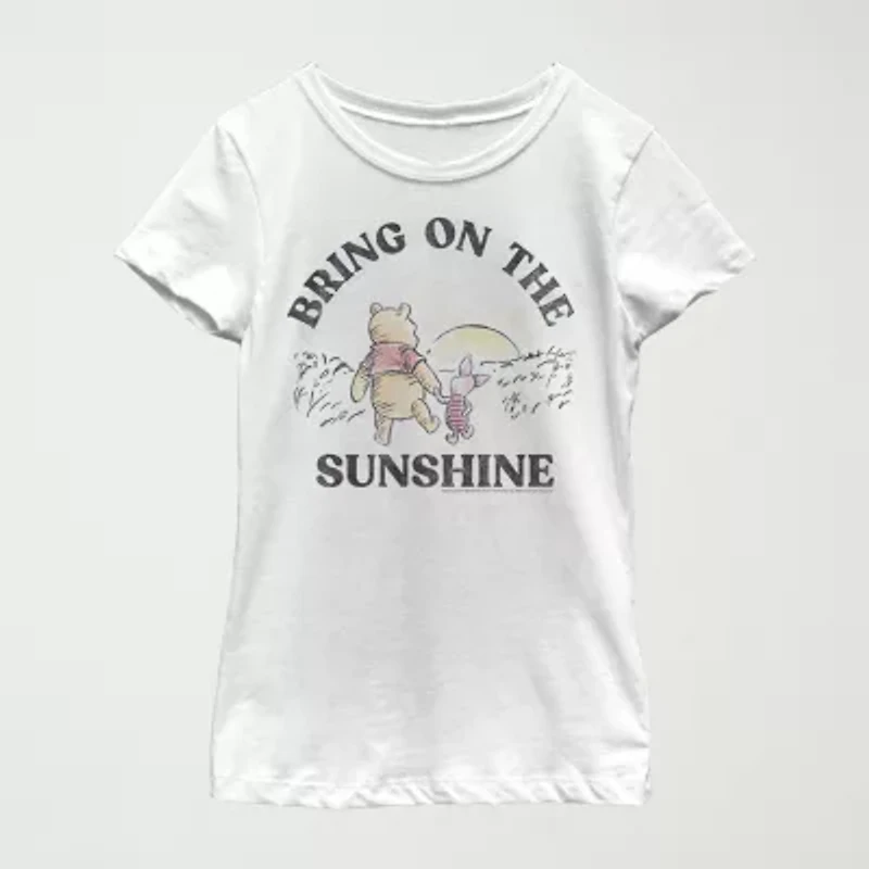 Little & Big Kid Girls Crew Neck Short Sleeve Slim Fit Winnie The Pooh Graphic T-Shirt