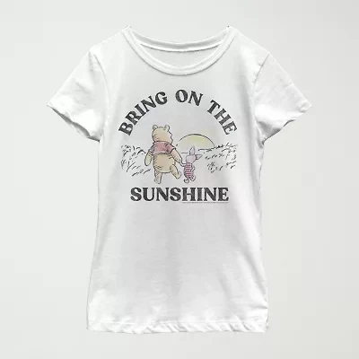 Little & Big Kid Girls Crew Neck Short Sleeve Slim Fit Winnie The Pooh Graphic T-Shirt