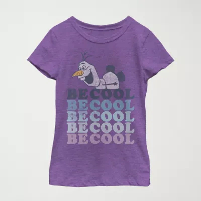 Little & Big Kid Girls Crew Neck Short Sleeve Slim Fit Frozen Olaf Graphic T-Shirt