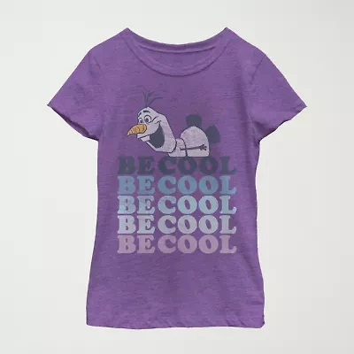 Little & Big Kid Girls Crew Neck Short Sleeve Slim Fit Frozen Olaf Graphic T-Shirt