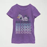Little & Big Kid Girls Crew Neck Short Sleeve Slim Fit Frozen Olaf Graphic T-Shirt