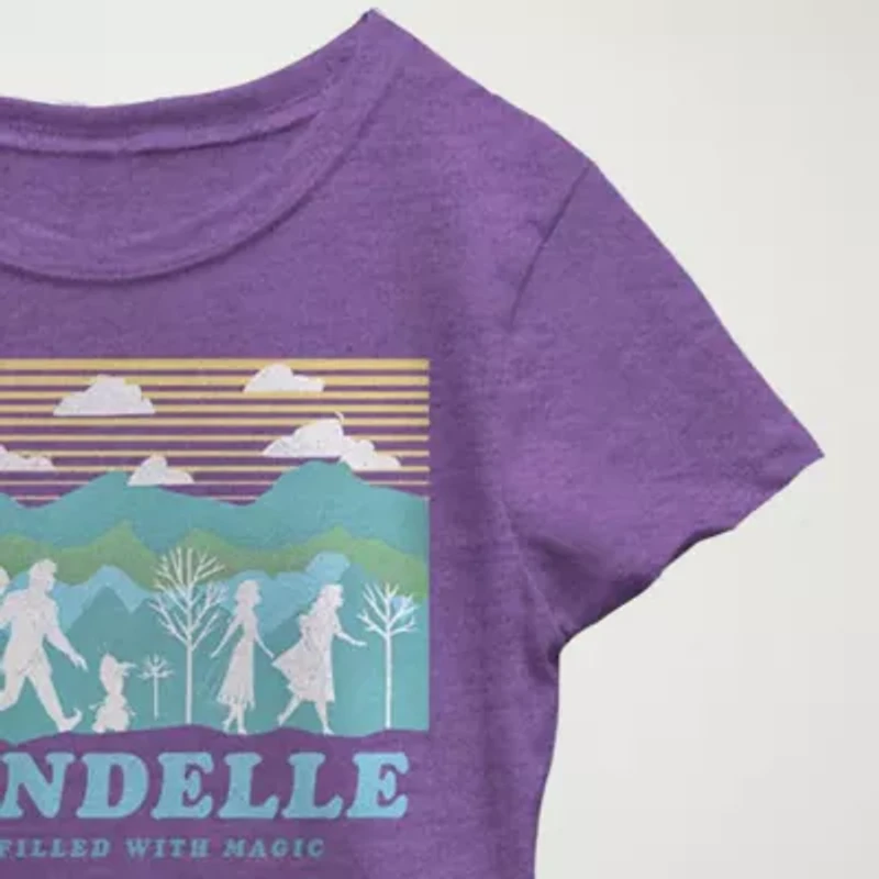 Arendelle Little & Big Kid Girls Crew Neck Short Sleeve Slim Fit Frozen Graphic T-Shirt