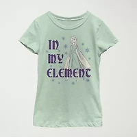 Disney Little & Big Kid Girls Crew Neck Short Sleeve Slim Fit Princess Frozen Graphic T-Shirt