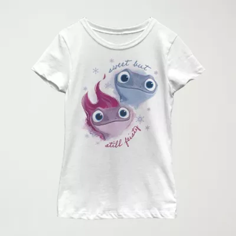 Bruni Little & Big Kid Girls Crew Neck Short Sleeve Slim Fit Frozen Graphic T-Shirt