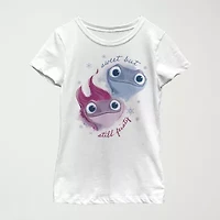 Bruni Little & Big Kid Girls Crew Neck Short Sleeve Slim Fit Frozen Graphic T-Shirt