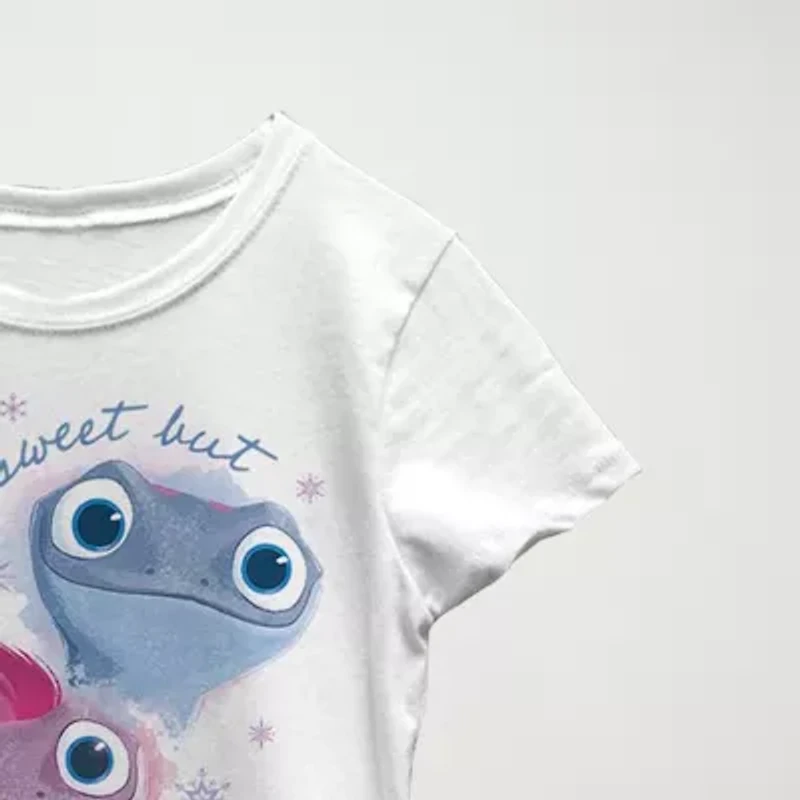 Bruni Little & Big Kid Girls Crew Neck Short Sleeve Slim Fit Frozen Graphic T-Shirt
