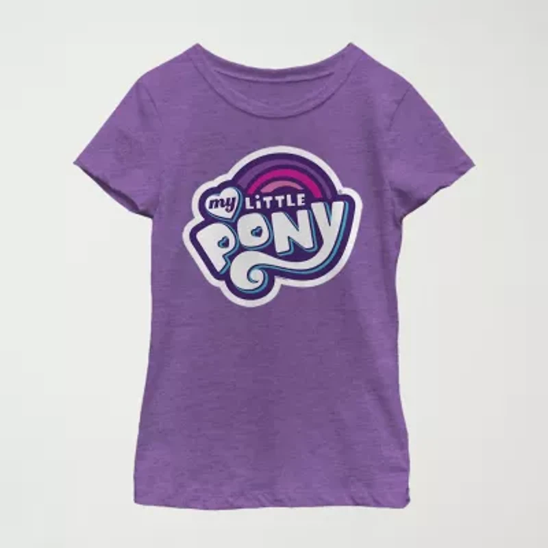 Little & Big Kid Girls Crew Neck Short Sleeve Slim Fit My Pony Graphic T-Shirt