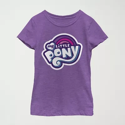 Little & Big Kid Girls Crew Neck Short Sleeve Slim Fit My Pony Graphic T-Shirt