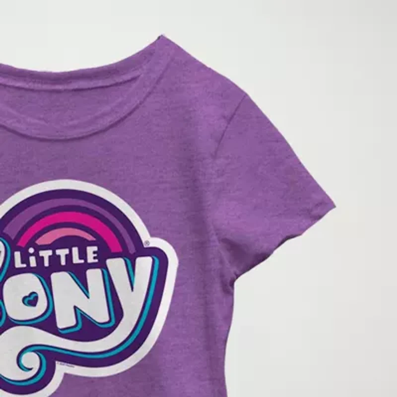 Little & Big Kid Girls Crew Neck Short Sleeve Slim Fit My Pony Graphic T-Shirt
