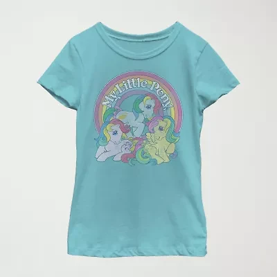 Little & Big Kid Girls Crew Neck Short Sleeve Slim Fit My Pony Graphic T-Shirt