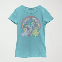 Little & Big Kid Girls Crew Neck Short Sleeve Slim Fit My Pony Graphic T-Shirt
