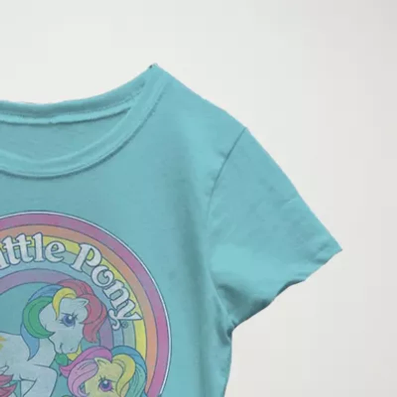 Little & Big Kid Girls Crew Neck Short Sleeve Slim Fit My Pony Graphic T-Shirt