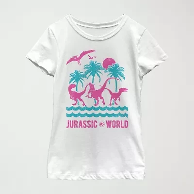 Little & Big Kid Girls Crew Neck Short Sleeve Slim Fit Jurassic World Graphic T-Shirt