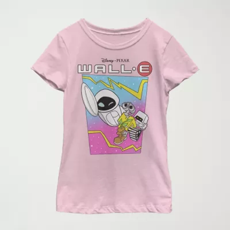 Little & Big Kid Girls Crew Neck Short Sleeve Slim Fit Wall-E Graphic T-Shirt