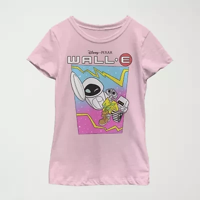 Little & Big Kid Girls Crew Neck Short Sleeve Slim Fit Wall-E Graphic T-Shirt