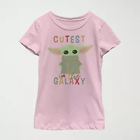 Cutest Little Child & Big Kid Girls Crew Neck Short Sleeve Slim Fit Star Wars Graphic T-Shirt