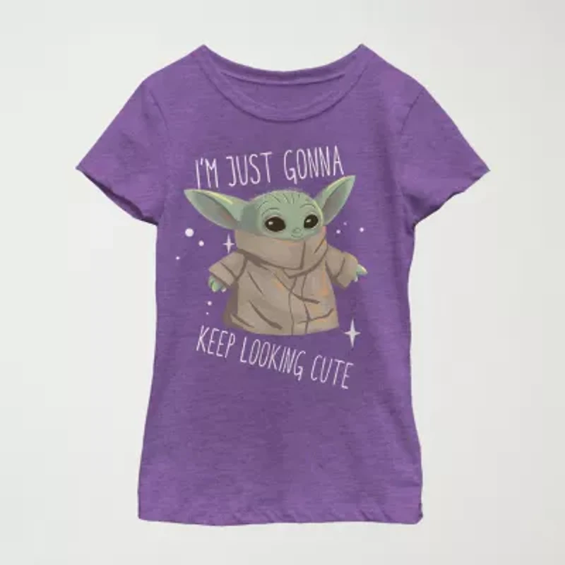 The Child Little & Big Kid Girls Crew Neck Short Sleeve Slim Fit Star Wars Graphic T-Shirt
