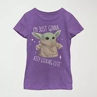 The Child Little & Big Kid Girls Crew Neck Short Sleeve Slim Fit Star Wars Graphic T-Shirt