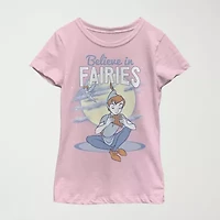 Little & Big Kid Girls Crew Neck Short Sleeve Slim Fit Peter Pan Graphic T-Shirt