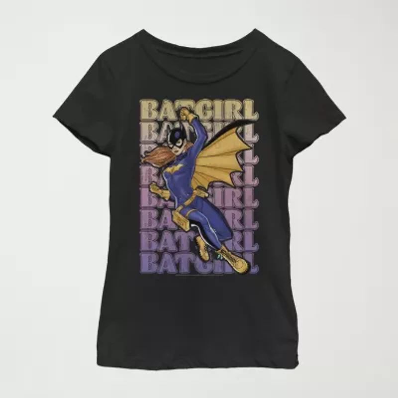 Little & Big Kid Girls Crew Neck Short Sleeve Slim Fit Batgirl DC Comics Graphic T-Shirt