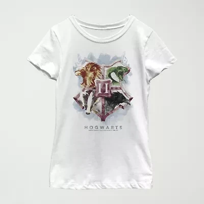 Hogwarts Little & Big Kid Girls Crew Neck Short Sleeve Slim Fit Harry Potter Graphic T-Shirt