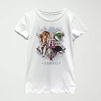 Hogwarts Little & Big Kid Girls Crew Neck Short Sleeve Slim Fit Harry Potter Graphic T-Shirt