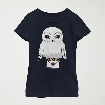 Hedwig Little & Big Kid Girls Crew Neck Short Sleeve Slim Fit Harry Potter Graphic T-Shirt