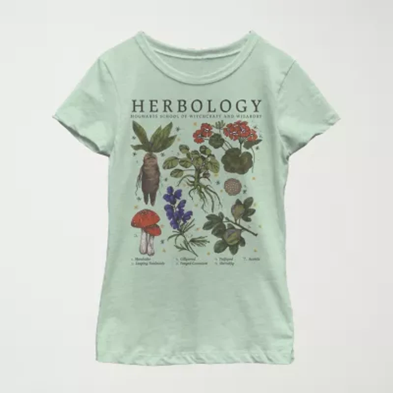 Herbology Little & Big Kid Girls Crew Neck Short Sleeve Slim Fit Harry Potter Graphic T-Shirt