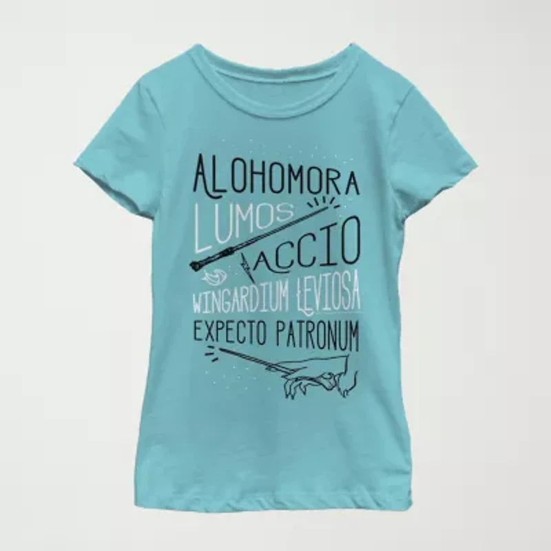 Little & Big Kid Girls Crew Neck Short Sleeve Regular Fit Harry Potter Graphic T-Shirt