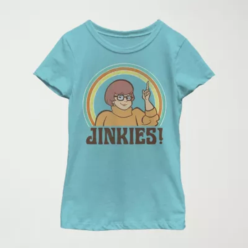 Jinkies Velma Little & Big Kid Girls Crew Neck Short Sleeve Slim Fit Scooby Doo Graphic T-Shirt