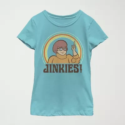 Jinkies Velma Little & Big Kid Girls Crew Neck Short Sleeve Slim Fit Scooby Doo Graphic T-Shirt