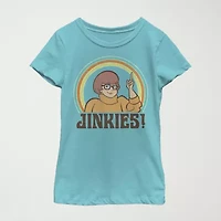Jinkies Velma Little & Big Kid Girls Crew Neck Short Sleeve Slim Fit Scooby Doo Graphic T-Shirt