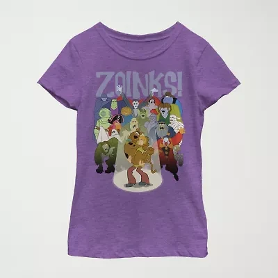 Little & Big Kid Girls Crew Neck Short Sleeve Slim Fit Scooby Doo Graphic T-Shirt