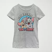 Little & Big Kid Girls Crew Neck Short Sleeve Slim Fit Tom and Jerry Graphic T-Shirt