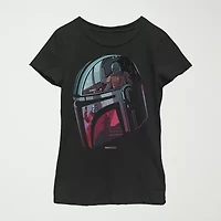 Little & Big Girls The Mandalorian Helmet Crew Neck Short Sleeve Graphic T-Shirt