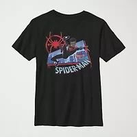 Miles Morales Little & Big Kid Boys Crew Neck Short Sleeve Regular Fit Spiderman Graphic T-Shirt
