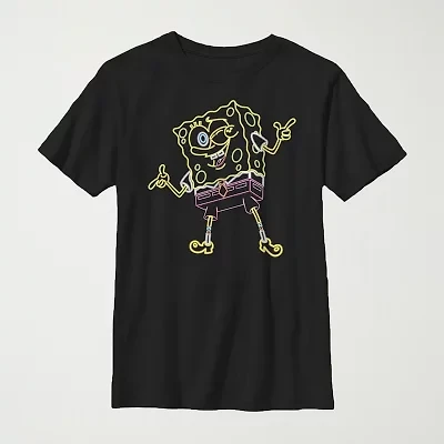 Little & Big Kid Boys Crew Neck Short Sleeve Regular Fit Spongebob Graphic T-Shirt