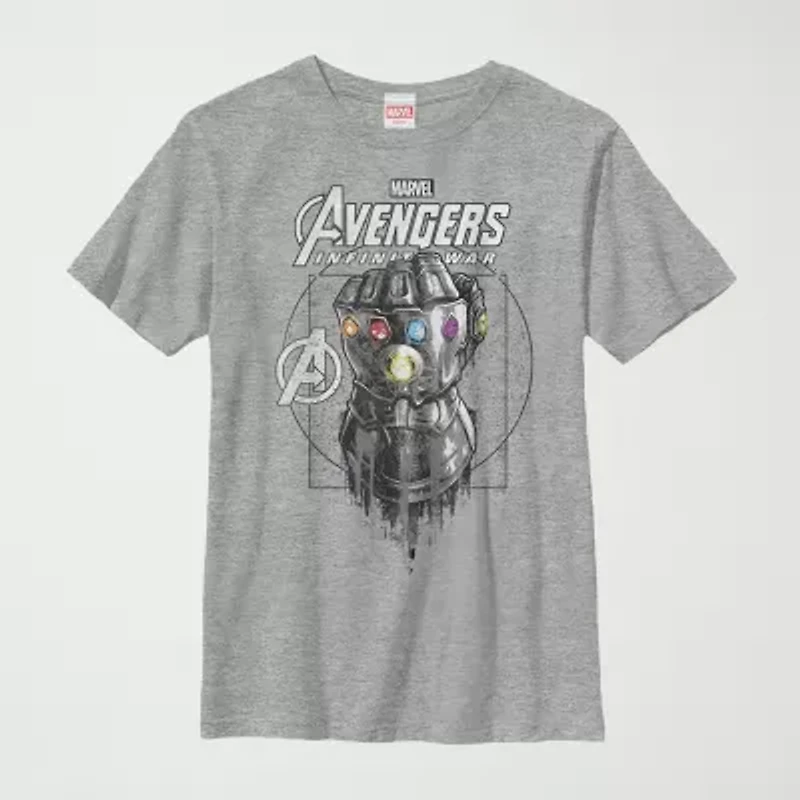 Little & Big Kid Boys Crew Neck Short Sleeve Regular Fit Avengers Marvel Graphic T-Shirt
