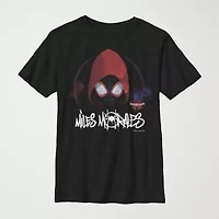 Miles Morales Little & Big Kid Boys Crew Neck Short Sleeve Regular Fit Spiderman Graphic T-Shirt