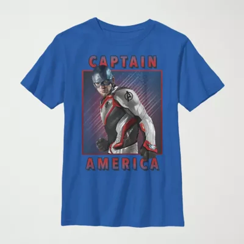 Little & Big Boys Marvel Captain America Crew Neck Short Sleeve Graphic T-Shirt